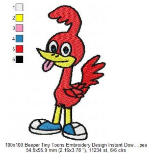 100x100 Beeper Tiny Toons Embroidery Design Instant Download